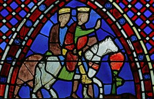 Window depicting Two Magi on horseback